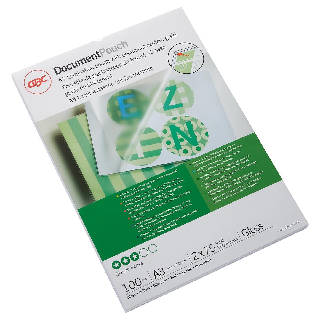 100 pochettes de plastification A3 75 microns brillantes GBC — Base