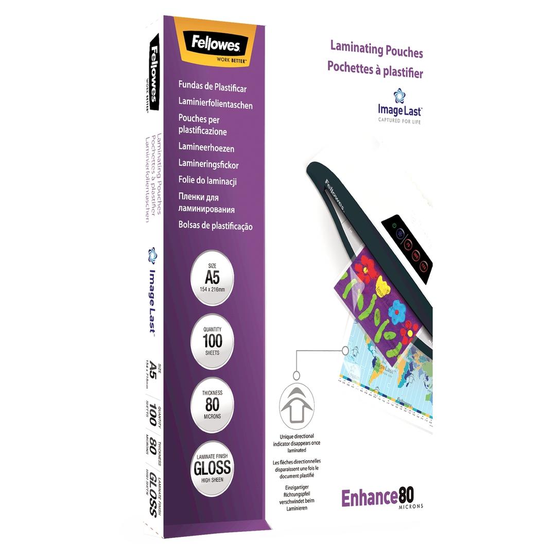 100 pochettes de plastification ImageLast A5 80 microns brillantes FELLOWES — Vue de droite