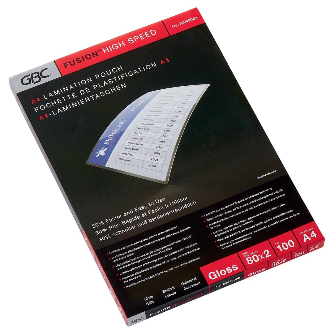 100 pochettes de plastification Highspeed A4 80 microns brillantes GBC — Base