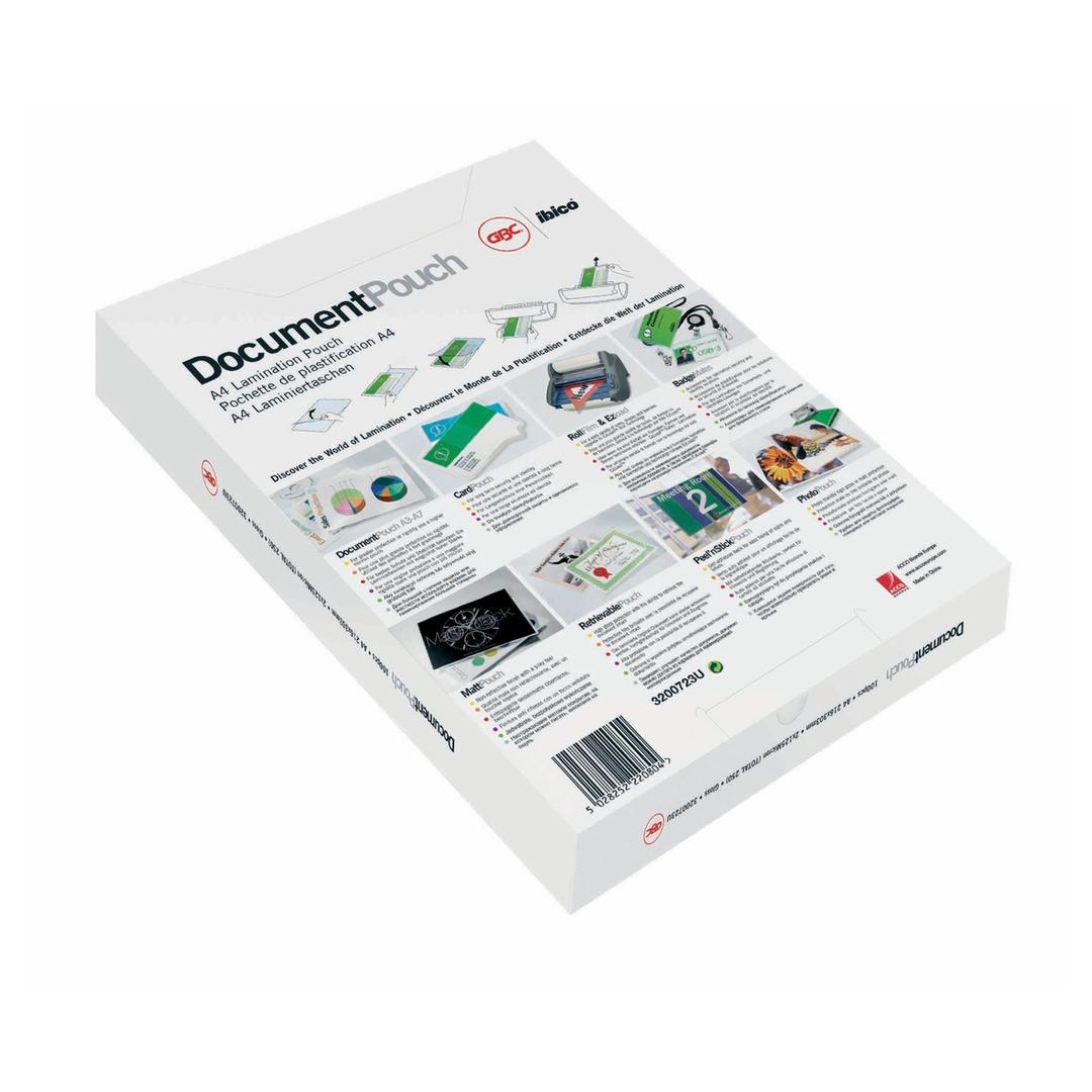 100 pochettes de plastification A4 80 microns brillantes GBC — Vue de dos