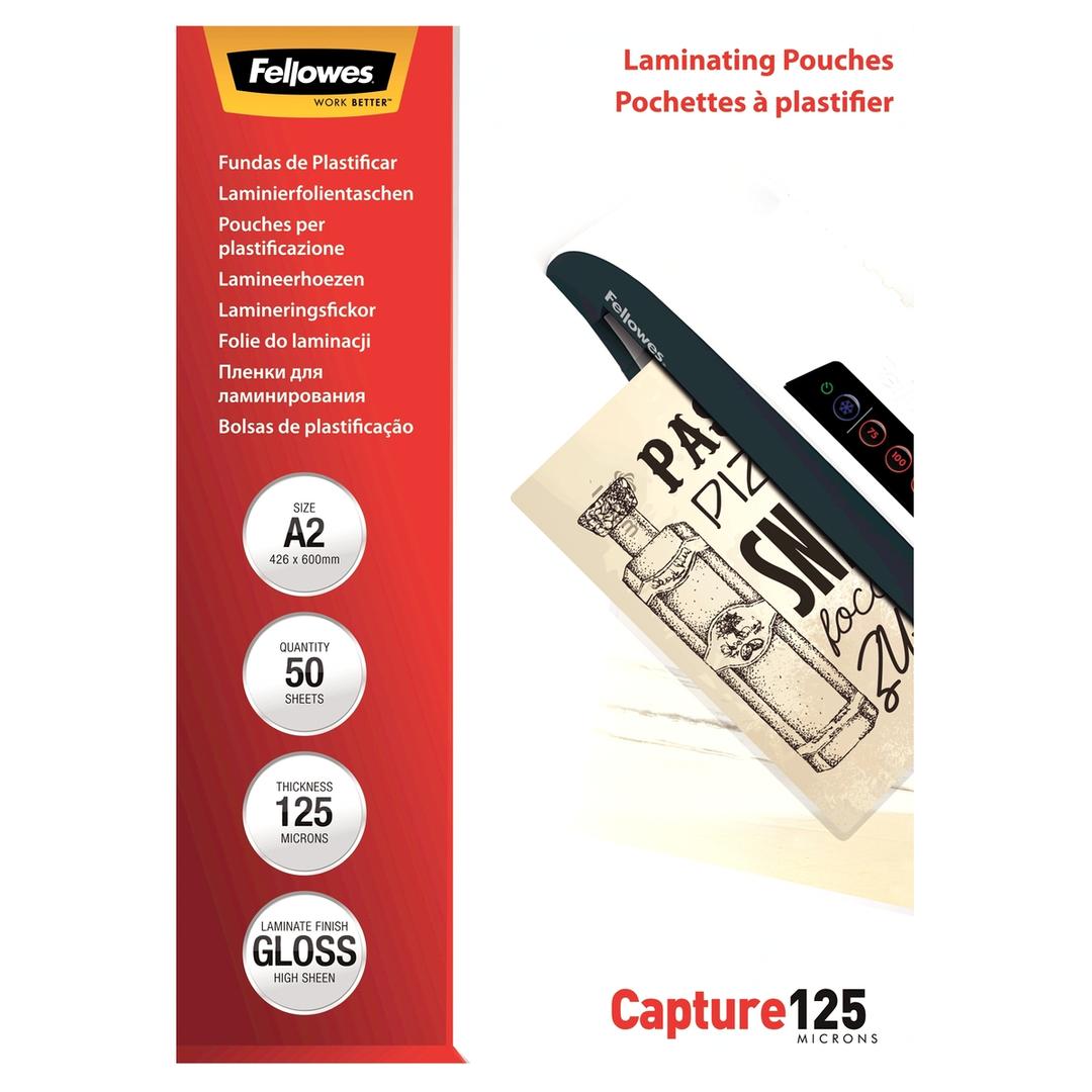 50 pochettes de plastification A2 125 microns brillantes FELLOWES — Base