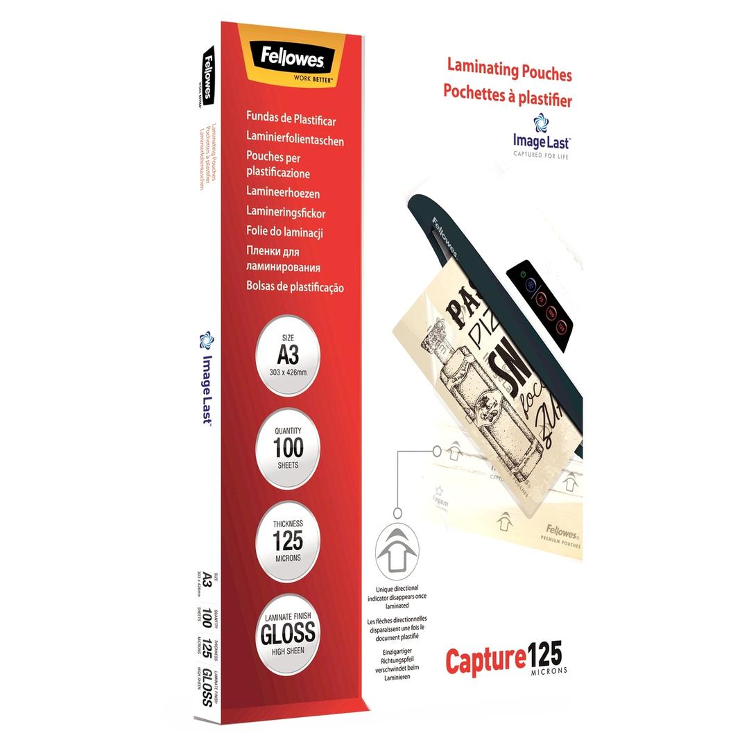 100 pochettes de plastification ImageLast A3 125 microns brillantes FELLOWES — Vue de droite