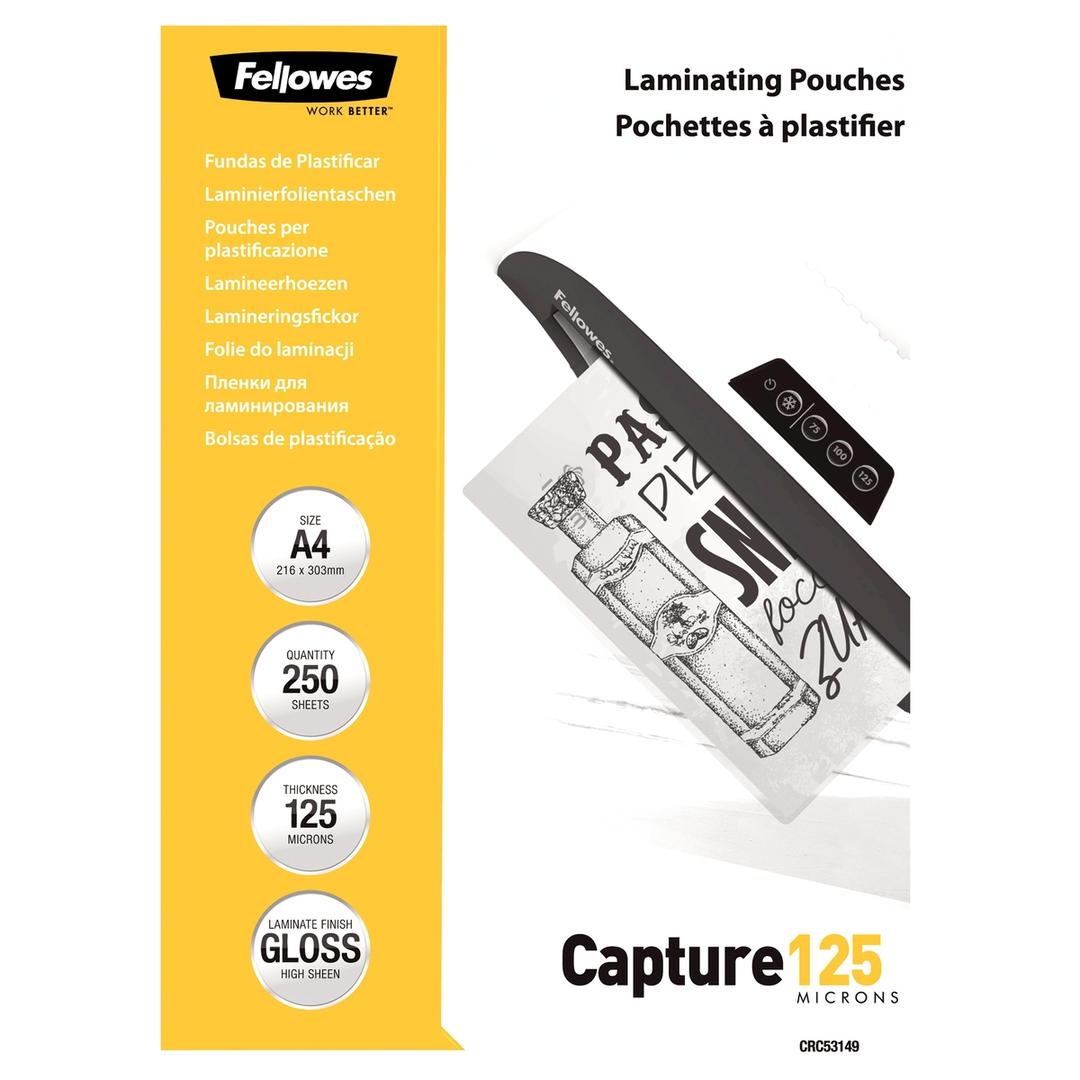 250 pochettes de plastification A4 125 microns brillantes FELLOWES — Base