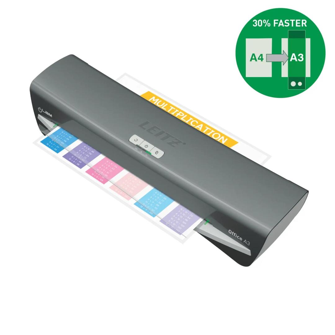 Plastifieuse à pochettes iLAM Office A3 LEITZ - La plastifieuse à pochettes Leitz iLAM Office A3 et les pochettes A4 High Speed