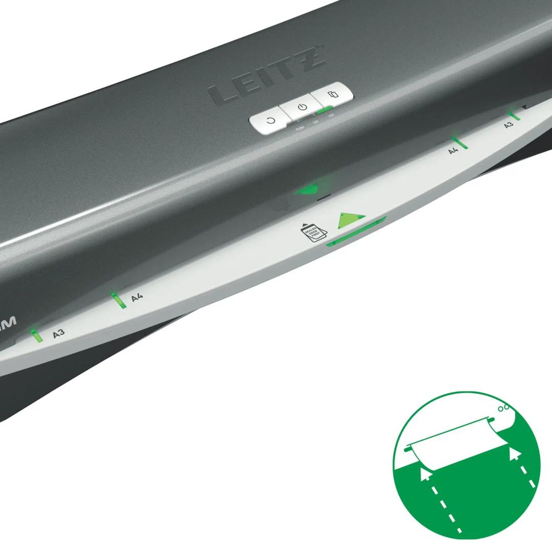 Plastifieuse à pochettes iLAM Office A3 LEITZ - Voyants SMART du guide d'insertion de la plastifieuse à pochettes Leitz iLAM Office A3