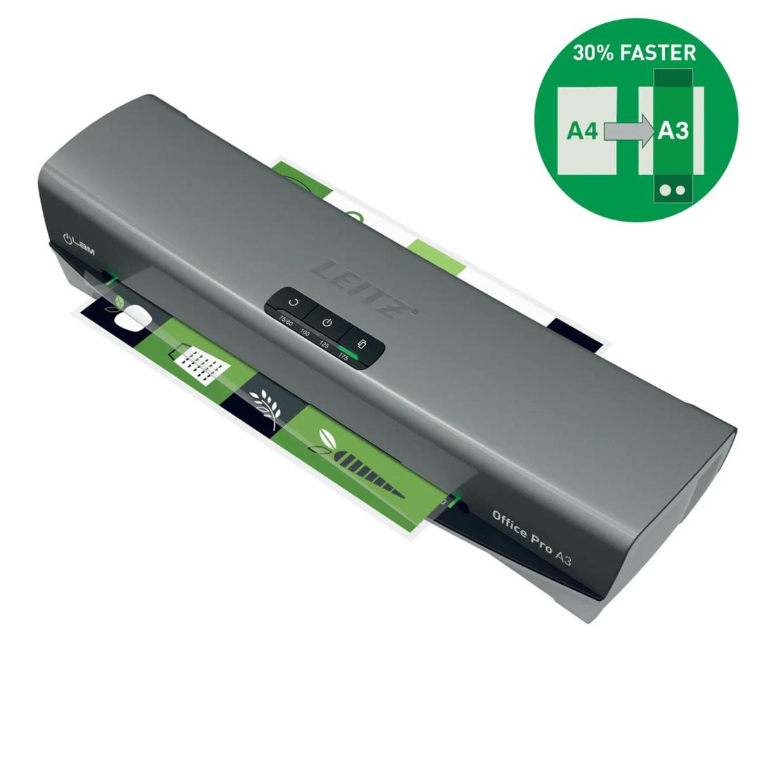 Plastifieuse à pochettes iLAM Office Pro A3 LEITZ - La plastifieuse à pochettes Leitz iLAM Office Pro A3 et les pochettes A4 High Speed