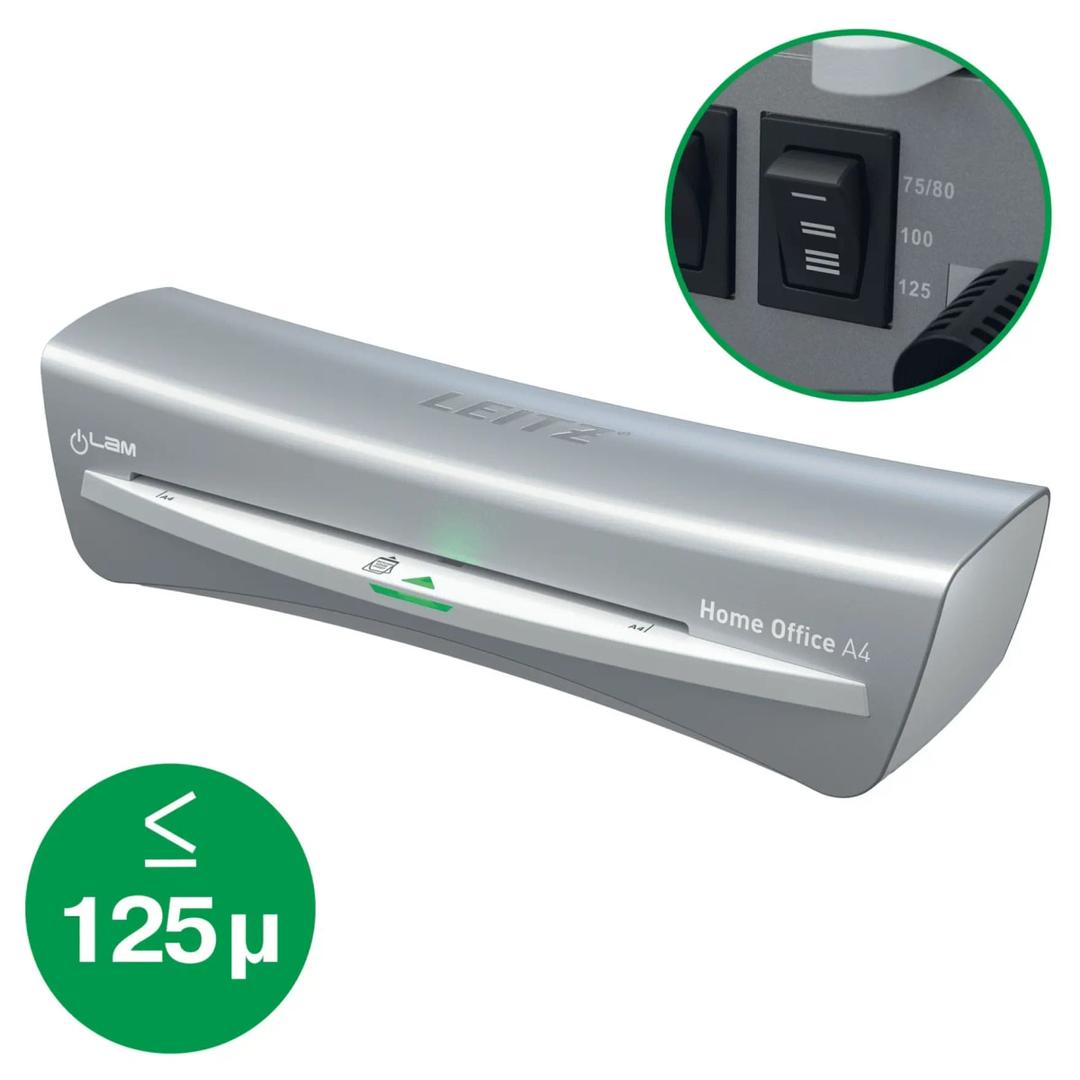 Plastifieuse à pochettes de bureau iLAM Home Office A4 gris LEITZ - La plastifieuse à pochettes Leitz iLAM Home Office A4, pochettes jusqu'à 125 microns par face