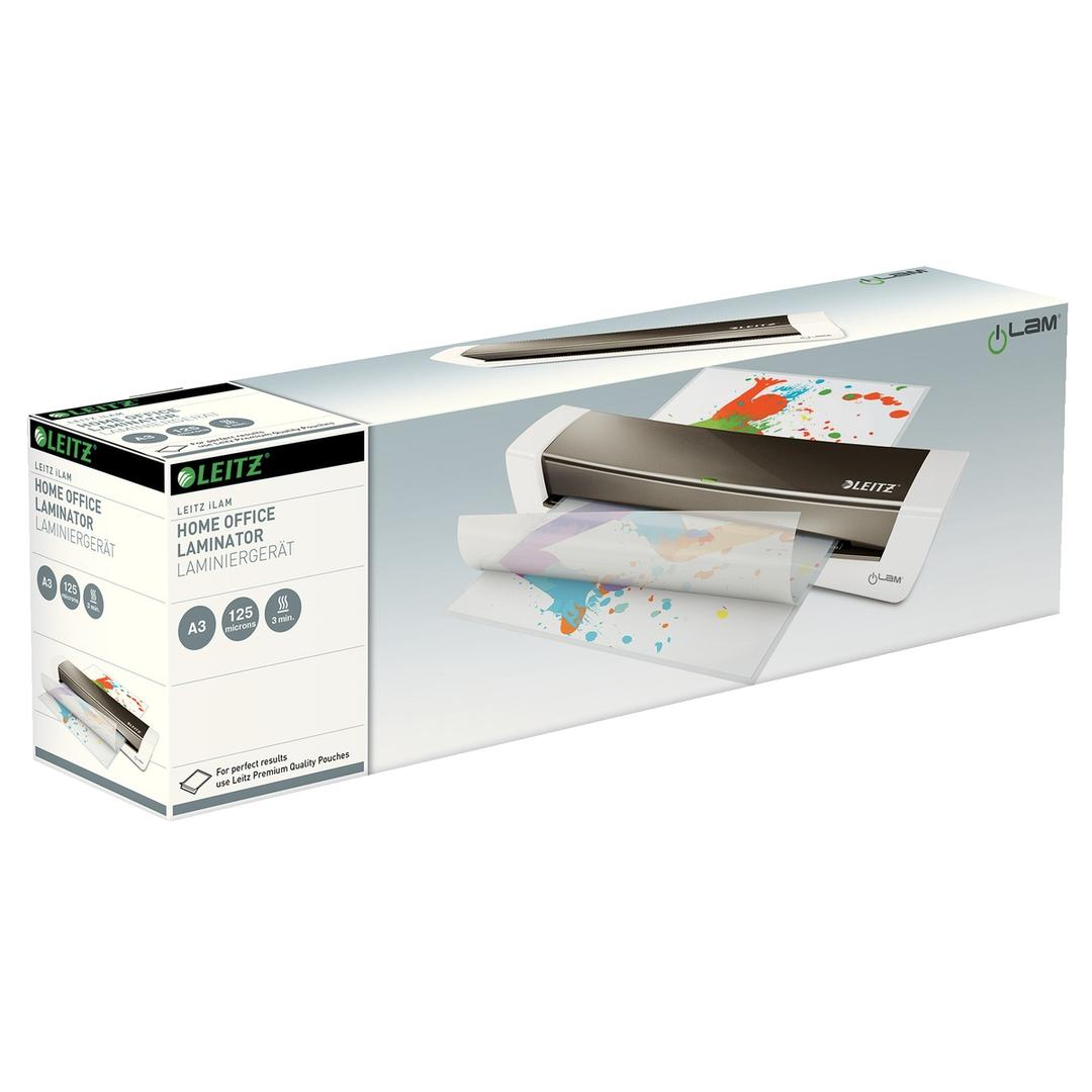 Plastifieuse à pochettes de bureau iLAM Home Office A3 gris LEITZ — Packaging