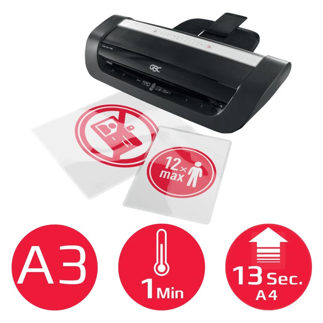 Plastifieuse à pochettes Fusion Plus 7000L A3 GBC - Plastifieuse à pochettes GBC Fusion Plus 7000L A3 : format A3, 1 minute de chauffe, A4 en 13 secondes
