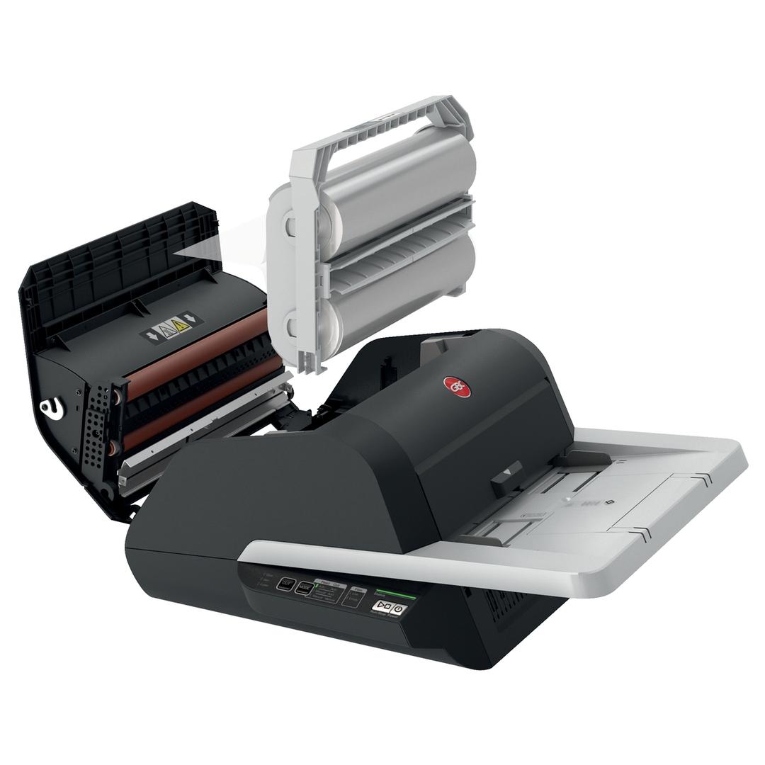Plastifieuse automatique A3 FOTON 30 GBC — Cartouche de film soulevée hors de son logement
