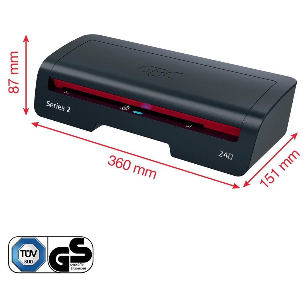 Plastifieuse à pochettes 240 Home Office A4 GBC — Dimensions