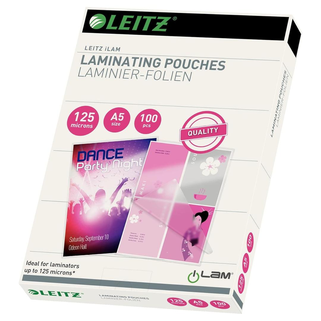 100 pochettes de plastification iLAM premium A5 125 microns brillantes LEITZ — Base