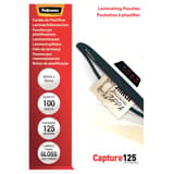 100 pochettes de plastification 65 x 95 mm 125 microns brillantes FELLOWES — Vue de face