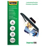 100 pochettes de plastification A5 100 microns brillantes FELLOWES — Vue de face