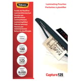 100 pochettes de plastification 75 x 105 mm 125 microns brillantes FELLOWES — Vue de face
