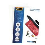 100 pochettes de plastification A4 175 microns brillantes FELLOWES — Vue de droite détails