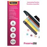 100 pochettes de plastification A4 250 microns brillantes FELLOWES — Vue de face