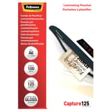 100 pochettes de plastification A6 125 microns brillantes FELLOWES — Vue de face