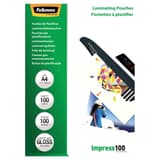 100 pochettes de plastification A4 100 microns brillantes FELLOWES — Vue de face