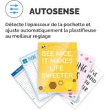 Plastifieuse à pochettes NEPTUNE 3 FELLOWES — Documents plastifiés variés : fiches, listes et affiches colorées