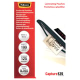 100 pochettes de plastification 60 x 90 mm 125 microns brillantes FELLOWES — Vue de face