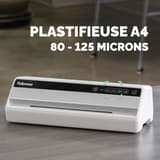 Plastifieuse à pochettes Saturn 3I A4 FELLOWES — Machine posée sur un bureau, épaisseurs de 80 à 125 microns