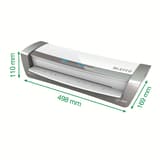 Plastifieuse à pochettes iLAM Office Pro A3 LEITZ — Cotes de la machine : 498 mm de large, 169 mm de profondeur, 110 mm de hauteur
