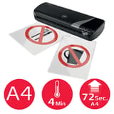 Plastifieuse à pochettes INSPIRE+ A4 Noire GBC - Format A4 et 4 minutes de préchauffage pour la plastifieuse à pochettes GBC Inspire+ A4 noire