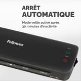 Plastifieuse à pochettes ARC A4 FELLOWES — Vue rapprochée du panneau, boutons READY et POWER