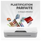 Plastifieuse à pochettes PIXEL A4 FELLOWES — Documents plastifiés variés : photos, badges et marque-pages