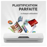 Plastifieuse à pochettes PIXEL A3 FELLOWES — Documents plastifiés variés : photos, badges et marque-pages