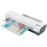 Plastifieuse à pochettes de bureau iLAM Home A3 Blanche LEITZ - La plastifieuse à pochettes Leitz iLAM Home A3, un dessin en sortie de plastification