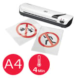 Plastifieuse à pochettes INSPIRE+ A4 Blanche GBC - Format A4 et 4 minutes de préchauffage pour la plastifieuse à pochettes GBC Inspire+ A4 blanche