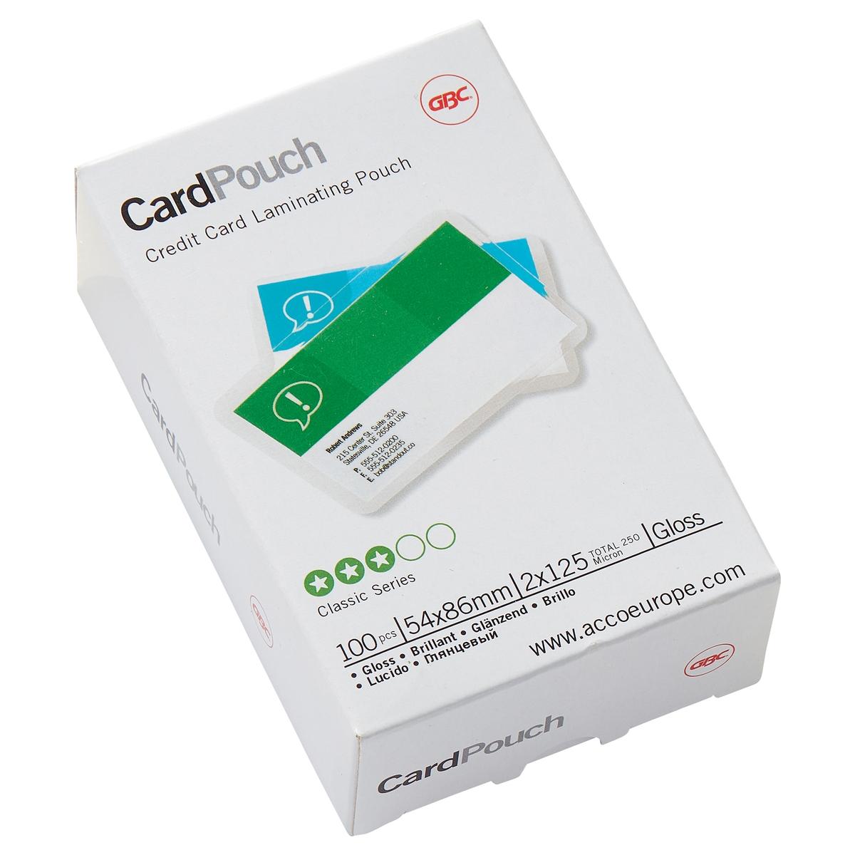 100 pochettes de plastification 54 x 86 mm 125 microns brillantes GBC — Base