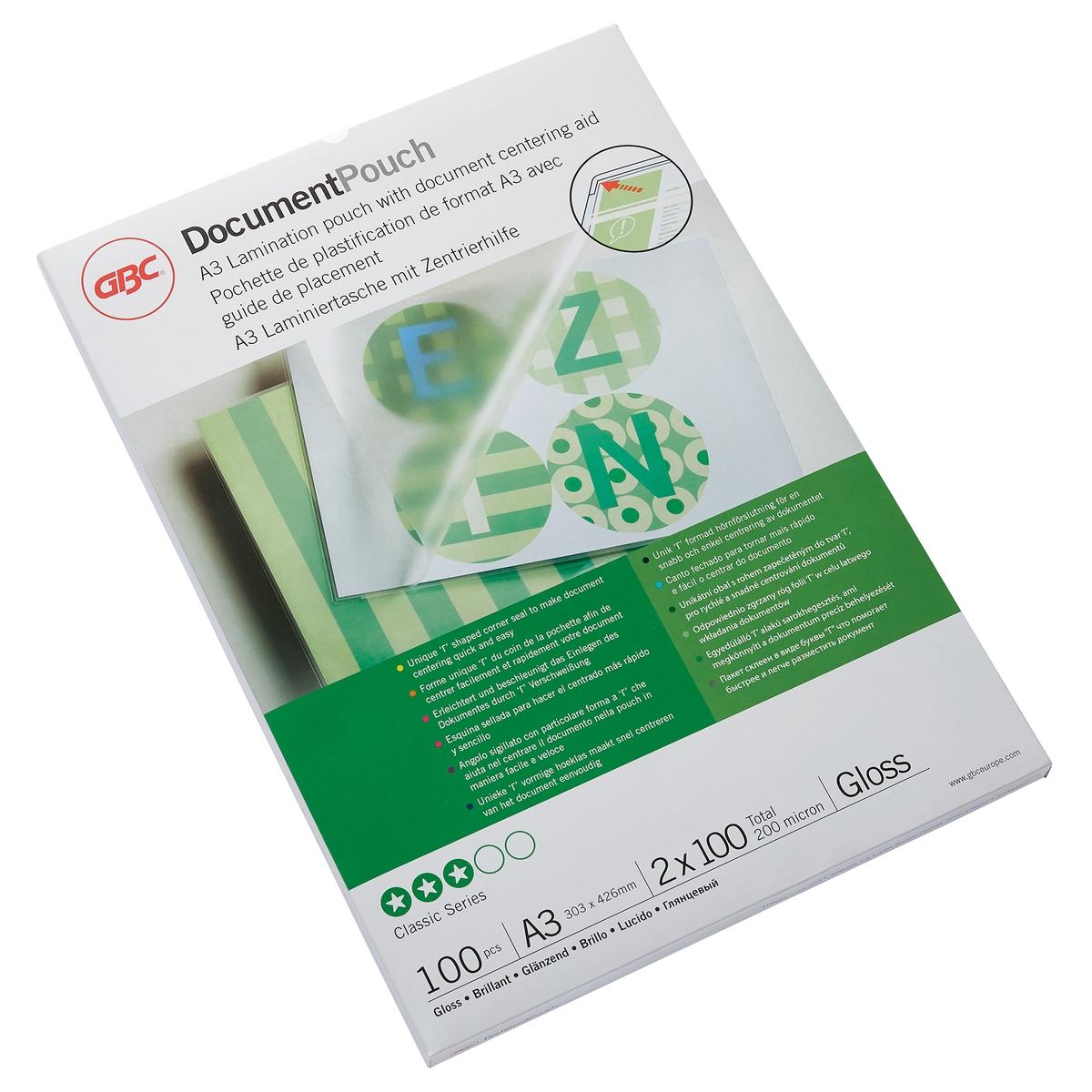 100 pochettes de plastification A3 100 microns brillantes GBC — Base