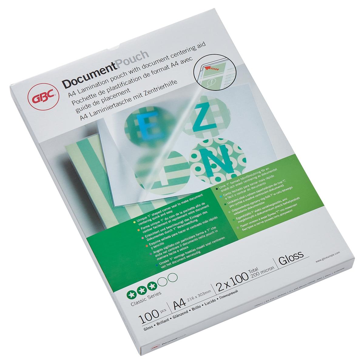 100 pochettes de plastification A4 100 microns brillantes GBC — Base