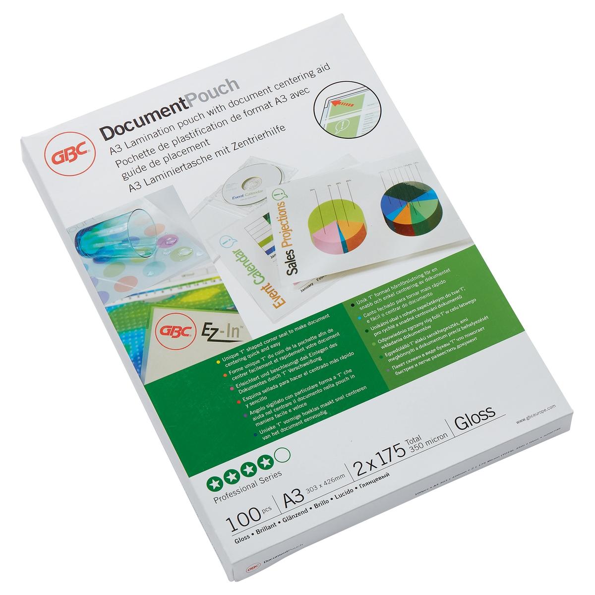 100 pochettes de plastification A3 175 microns brillantes GBC — Base