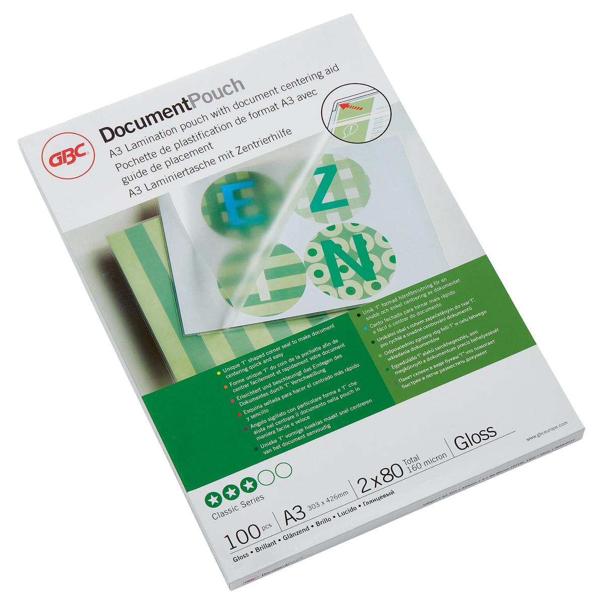 100 pochettes de plastification A3 80 microns brillantes GBC — Base