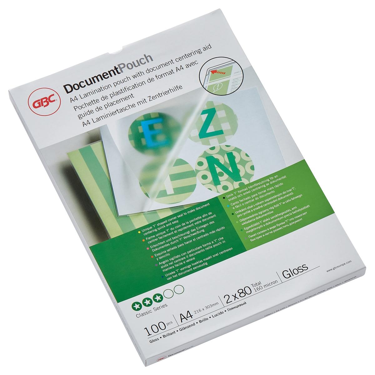 100 pochettes de plastification A4 80 microns brillantes GBC — Base