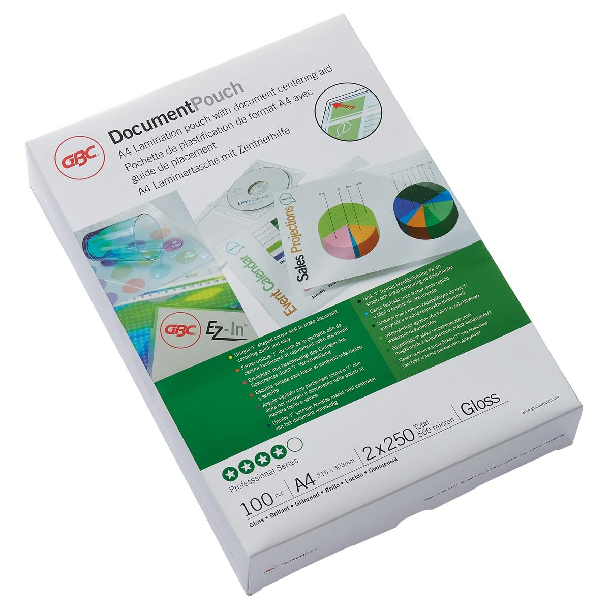 100 pochettes de plastification A4 250 microns brillantes