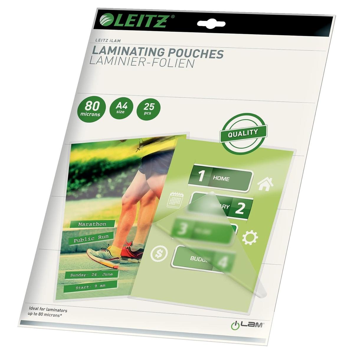 25 pochettes de plastification iLAM premium A4 80 microns brillantes LEITZ — Base