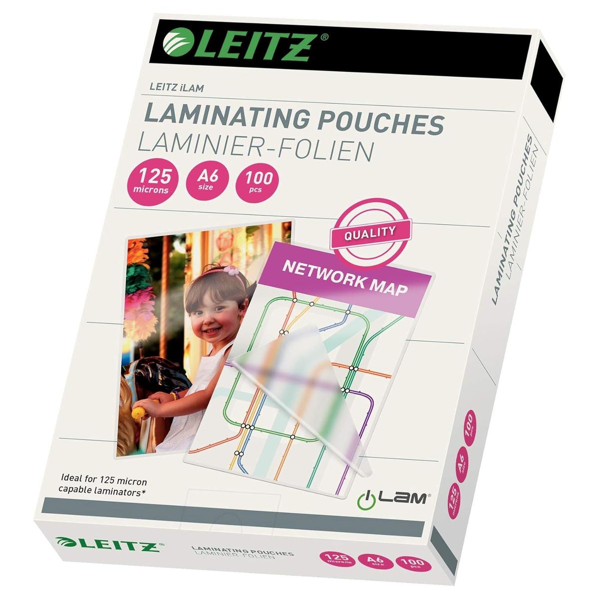 100 pochettes de plastification iLAM premium A6 125 microns brillantes LEITZ — Base