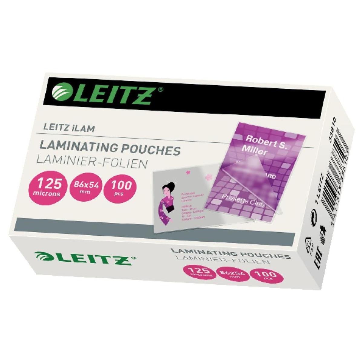 100 pochettes de plastification iLAM 54 x 86 mm 125 microns brillantes LEITZ — Base