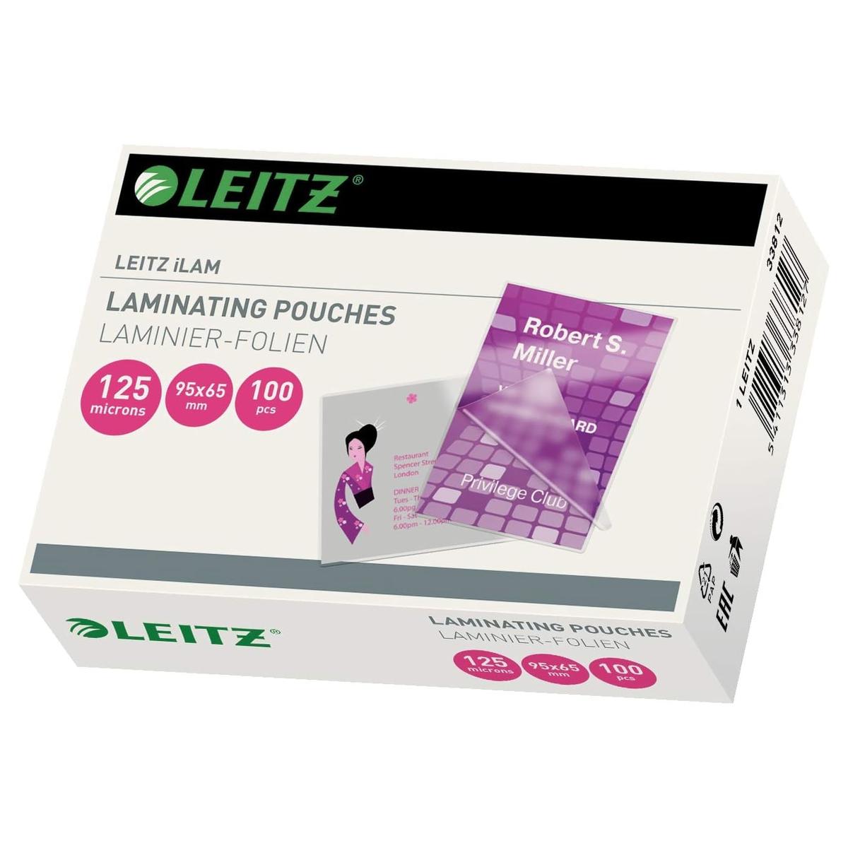 100 pochettes de plastification iLAM 65 x 95 mm 125 microns brillantes LEITZ — Base