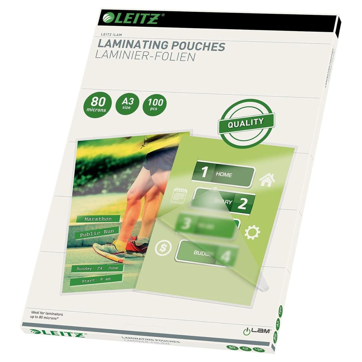 100 pochettes de plastification iLAM premium A3 80 microns brillantes LEITZ — Base