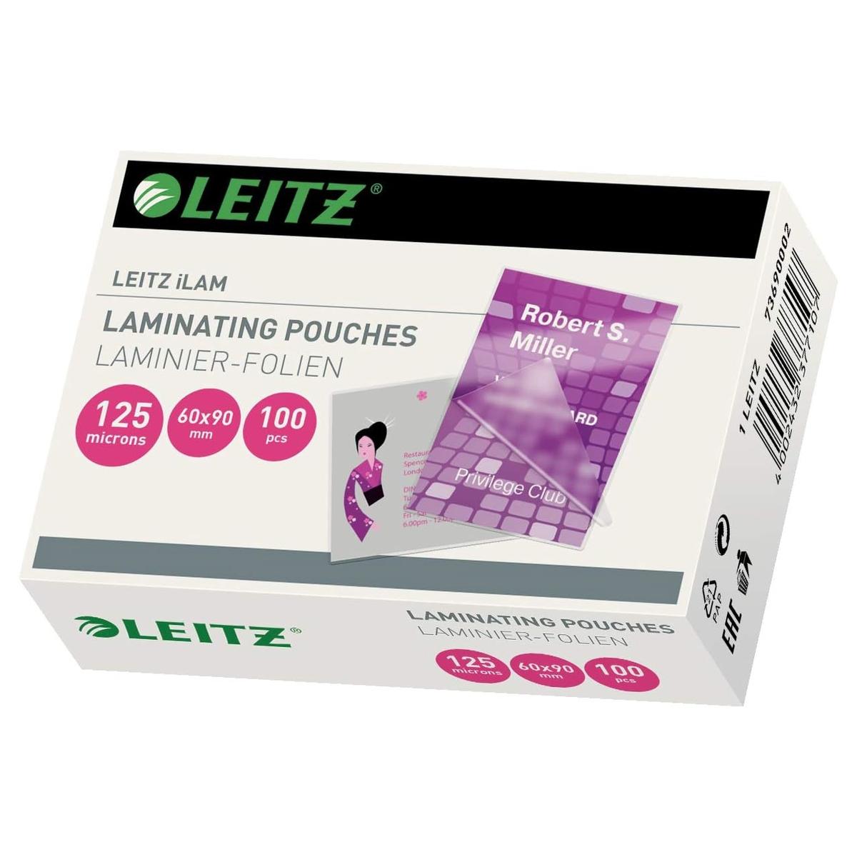 100 pochettes de plastification iLAM 60 x 90 mm 125 microns brillantes LEITZ — Base