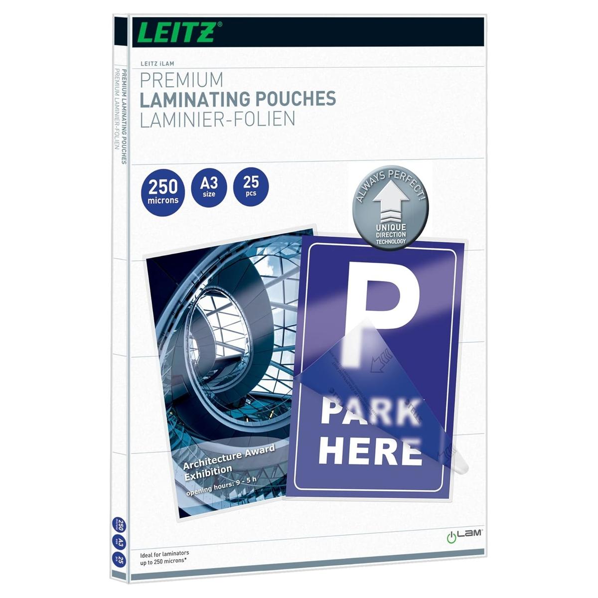 25 pochettes de plastification iLAM A3 250 microns brillantes LEITZ — Base
