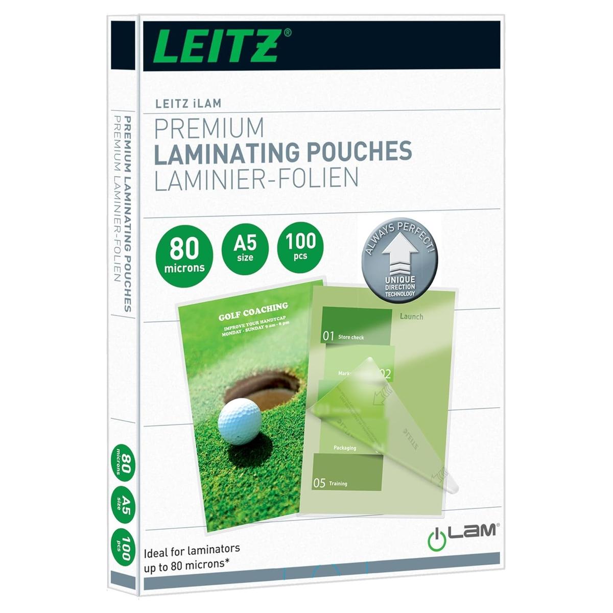 100 pochettes de plastification iLAM A5 80 microns brillantes LEITZ — Base