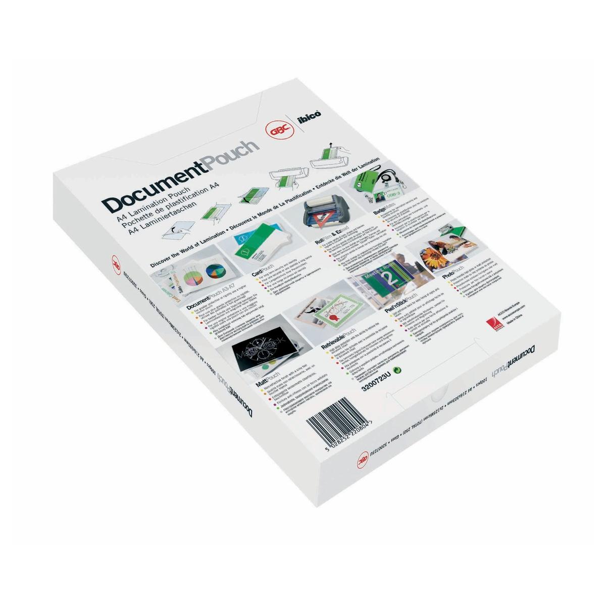 100 pochettes de plastification A4 80 microns brillantes GBC — Vue de dos