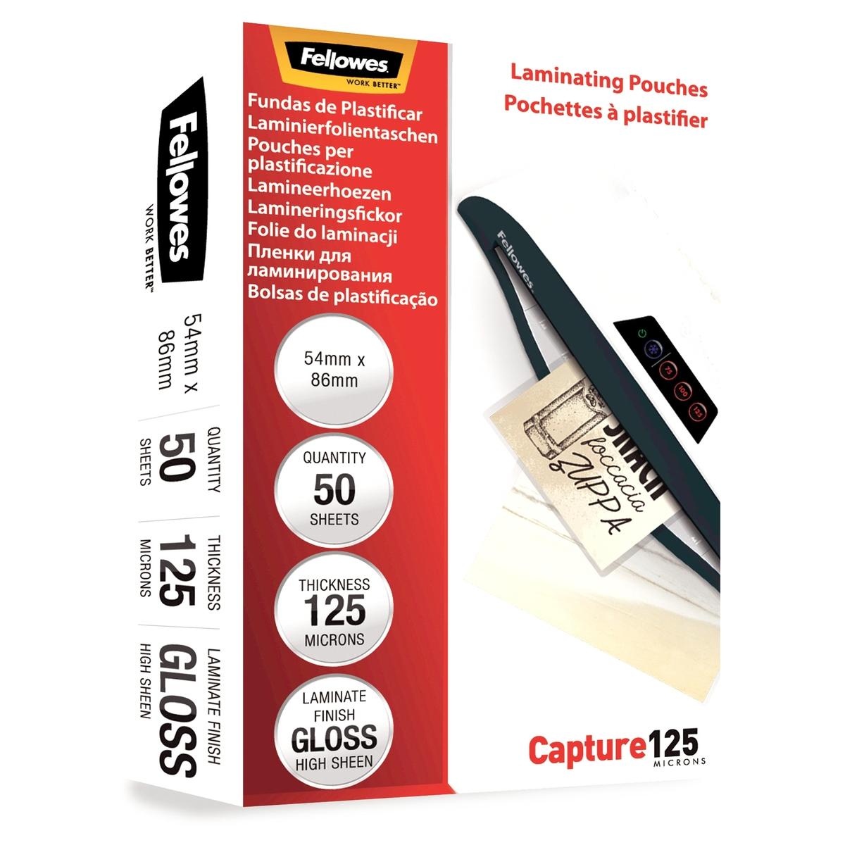 50 pochettes de plastification 54 x 86 mm 125 microns brillantes FELLOWES — Vue de droite